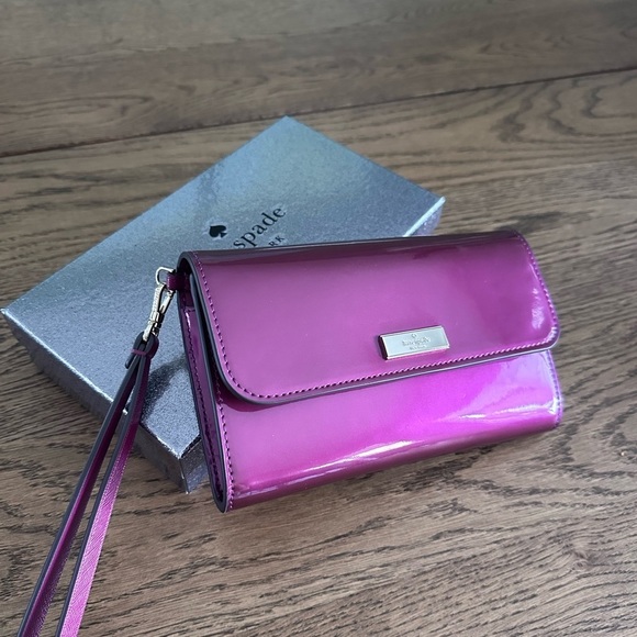 NWT! NEW! Kate Spade Kenzie Boxed Handle Flap Clutch Large WOC Burgundy Wallet - Picture 4 of 10
